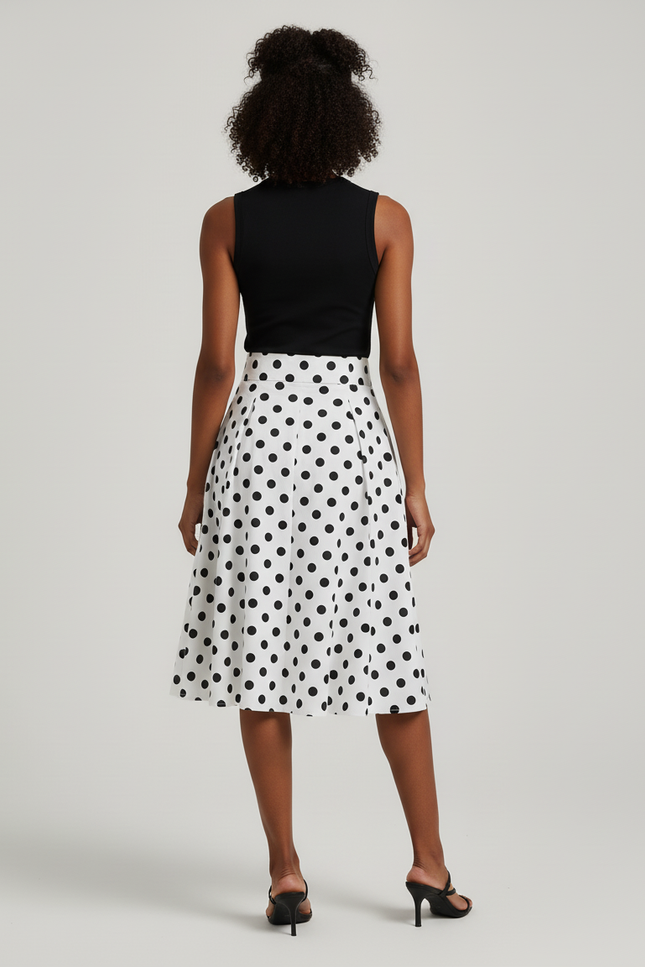 Jupe Midi Pois Plissée Chic