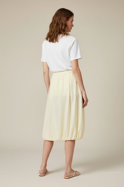 Jupe Midi Jaune Pastel Coupe Ballon Décontractée