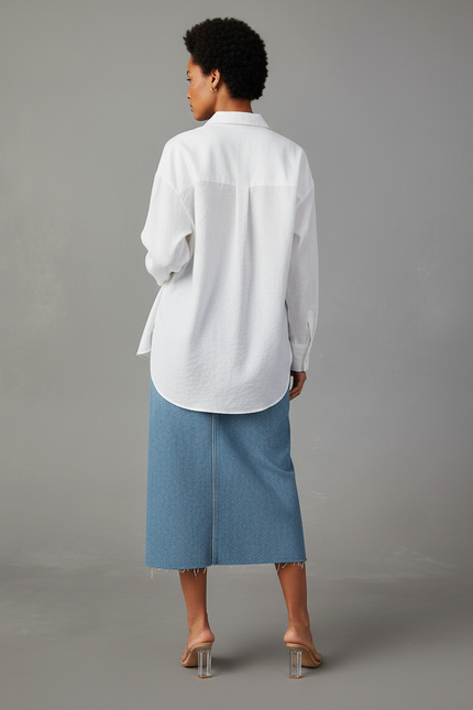 Jupe Midi Denim Fente Chic