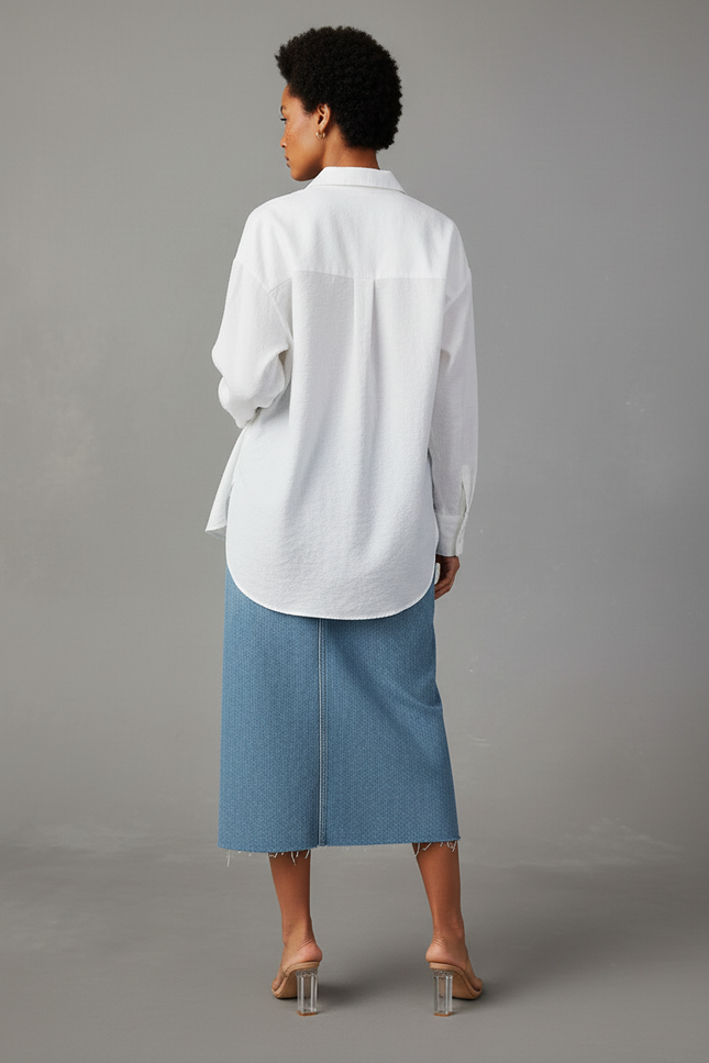 Jupe Midi Denim Fente Chic