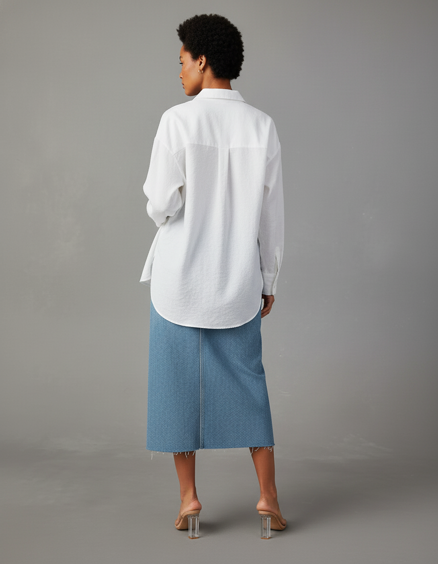 Jupe Midi Denim Fente Chic