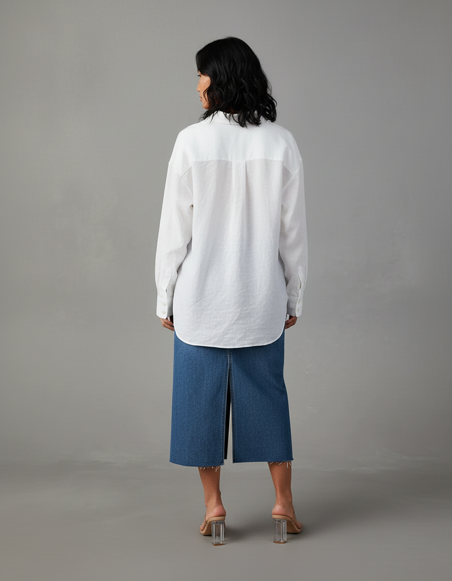 Jupe Midi Denim Bleu Fendue Chic