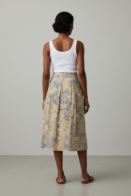 Jupe Midi Florale Plissée Élégante