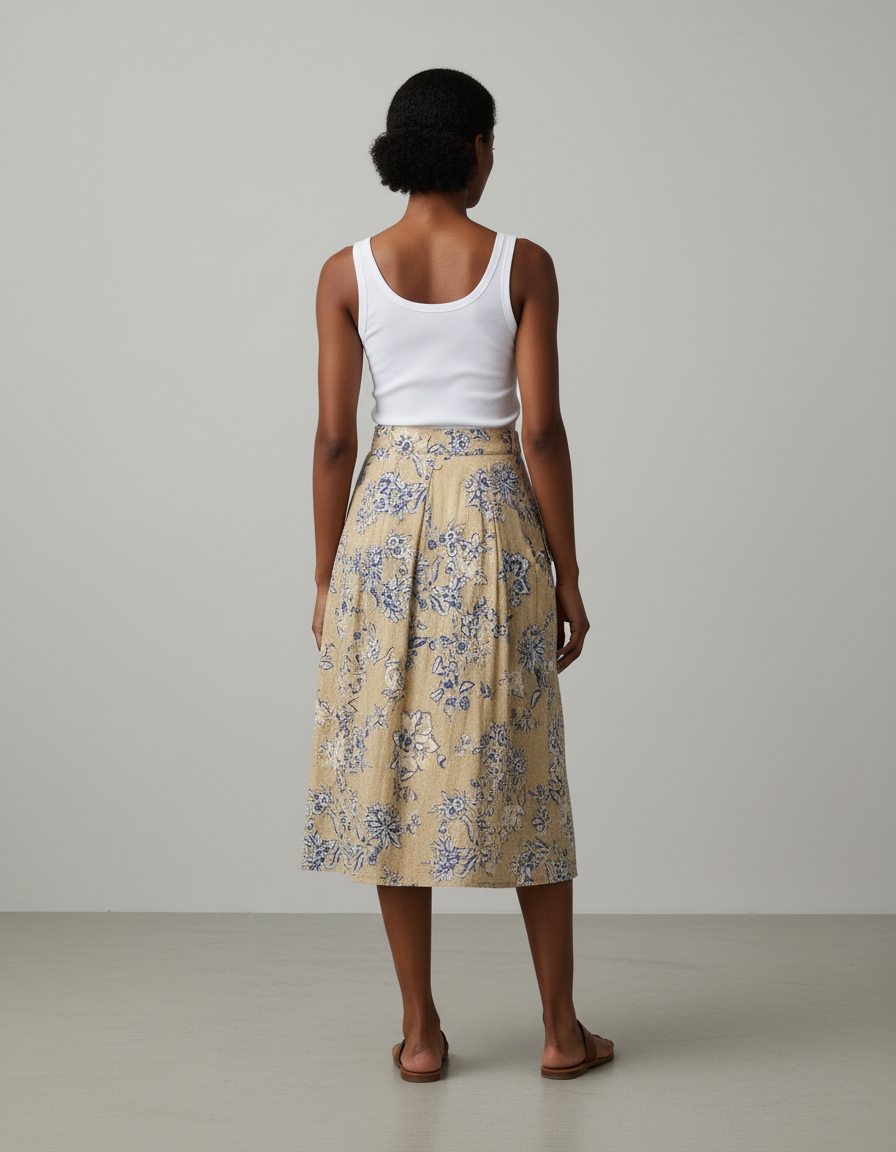 Jupe Midi Florale Plissée Élégante