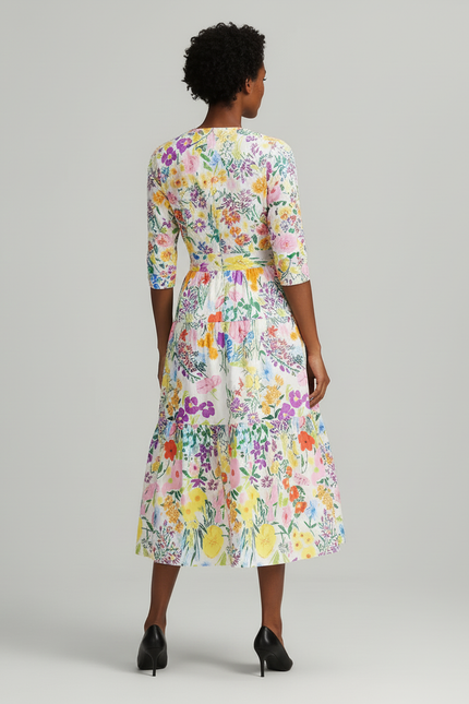 Jupe Midi Florale À Volants Élégante