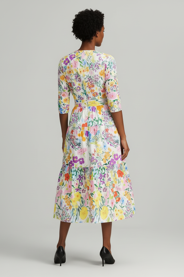 Jupe Midi Florale À Volants Élégante