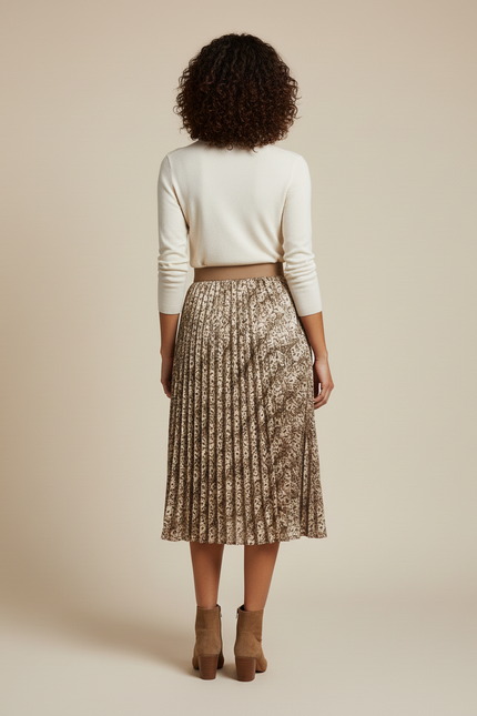 Jupe Midi Imprimé Floral Plissée Chic