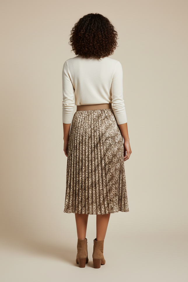 Jupe Midi Imprimé Floral Plissée Chic