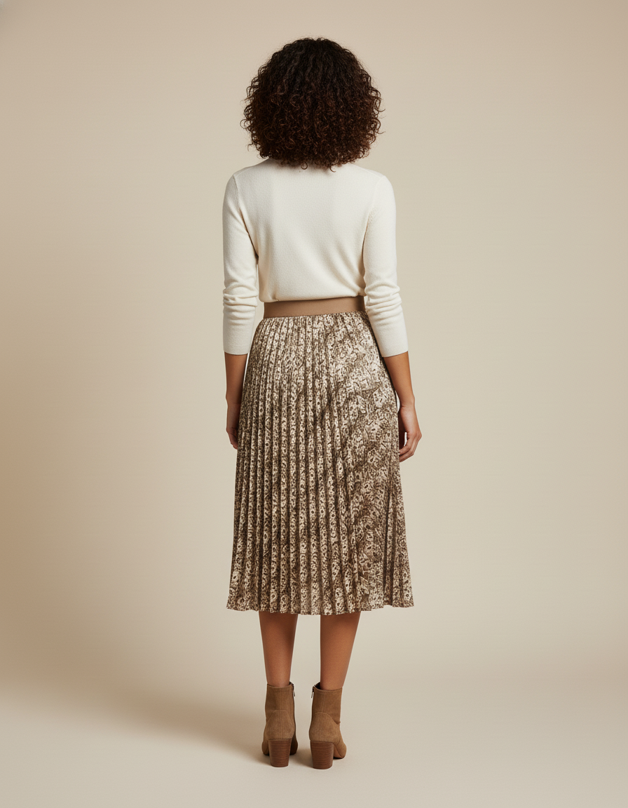 Jupe Midi Imprimé Floral Plissée Chic