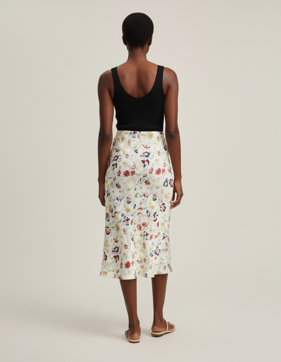 Jupe Midi Florale Fluide Élégante