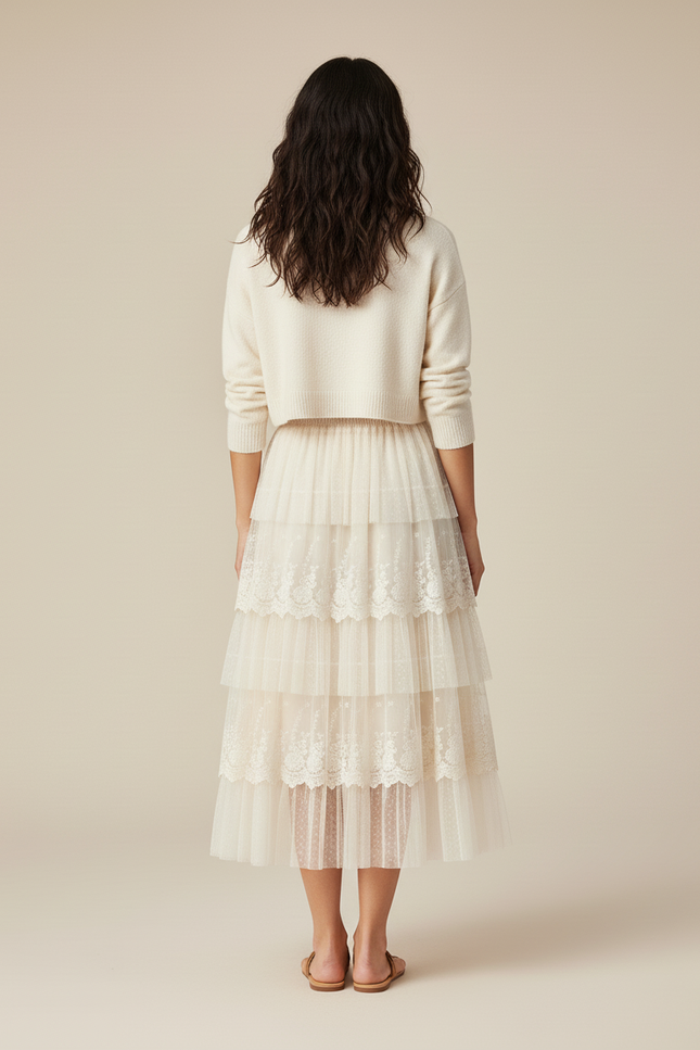 Jupe Midi En Dentelle