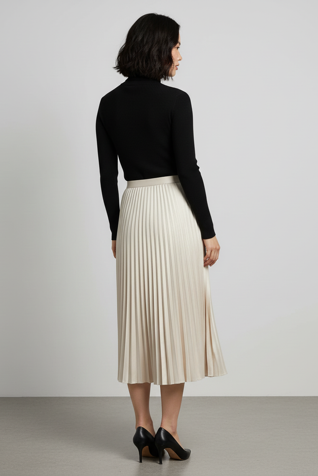 Jupe Midi Satin Beige