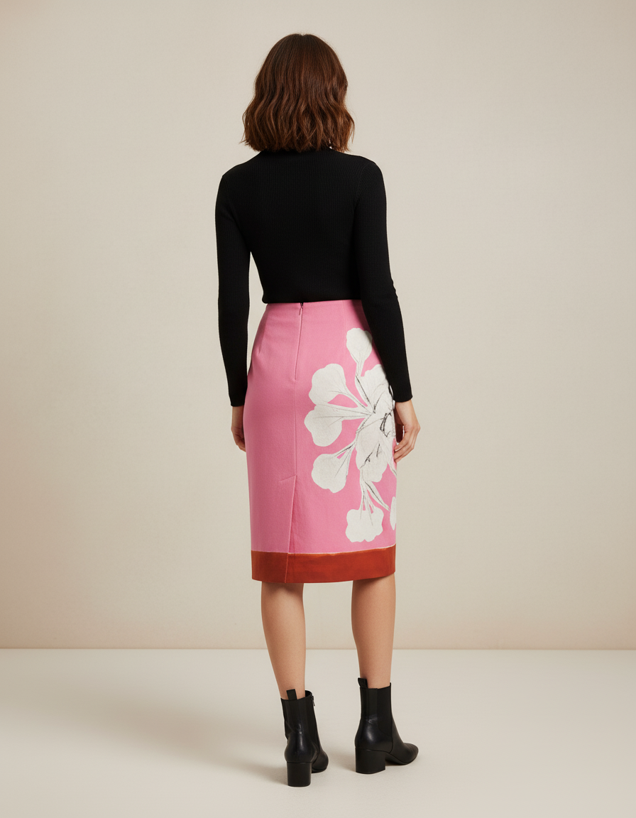 Jupe Midi Rose Floral Chic