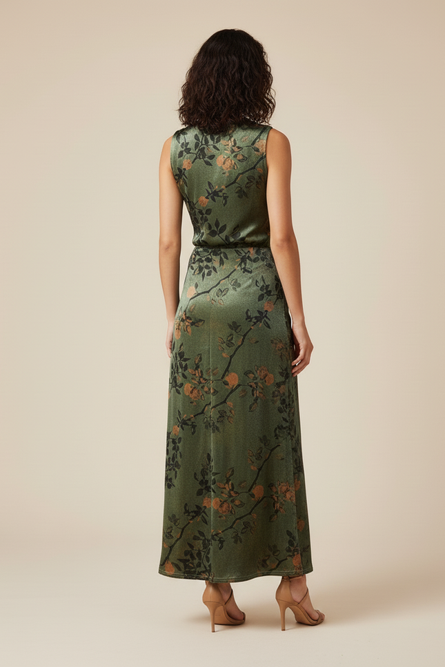 Jupe Midi Velours Fleuri Élégante