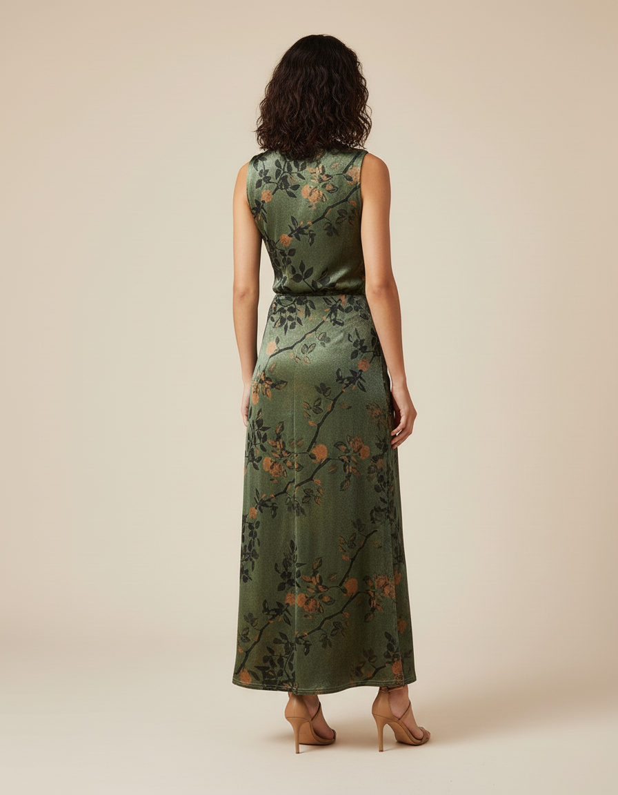 Jupe Midi Velours Fleuri Élégante