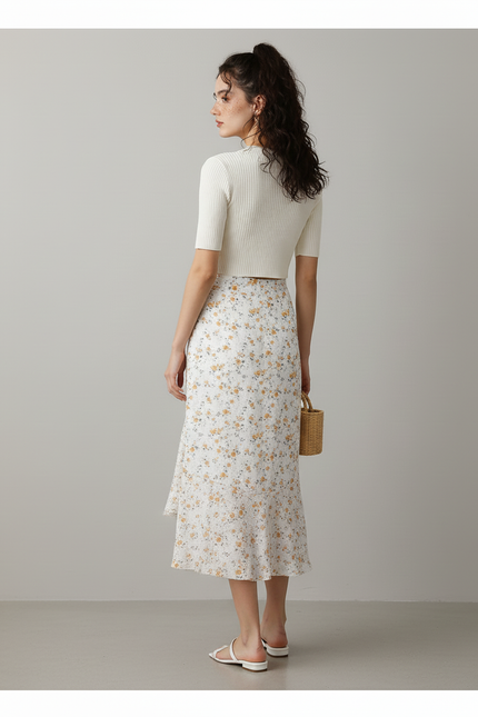 Jupe Midi Fleurie Fendue