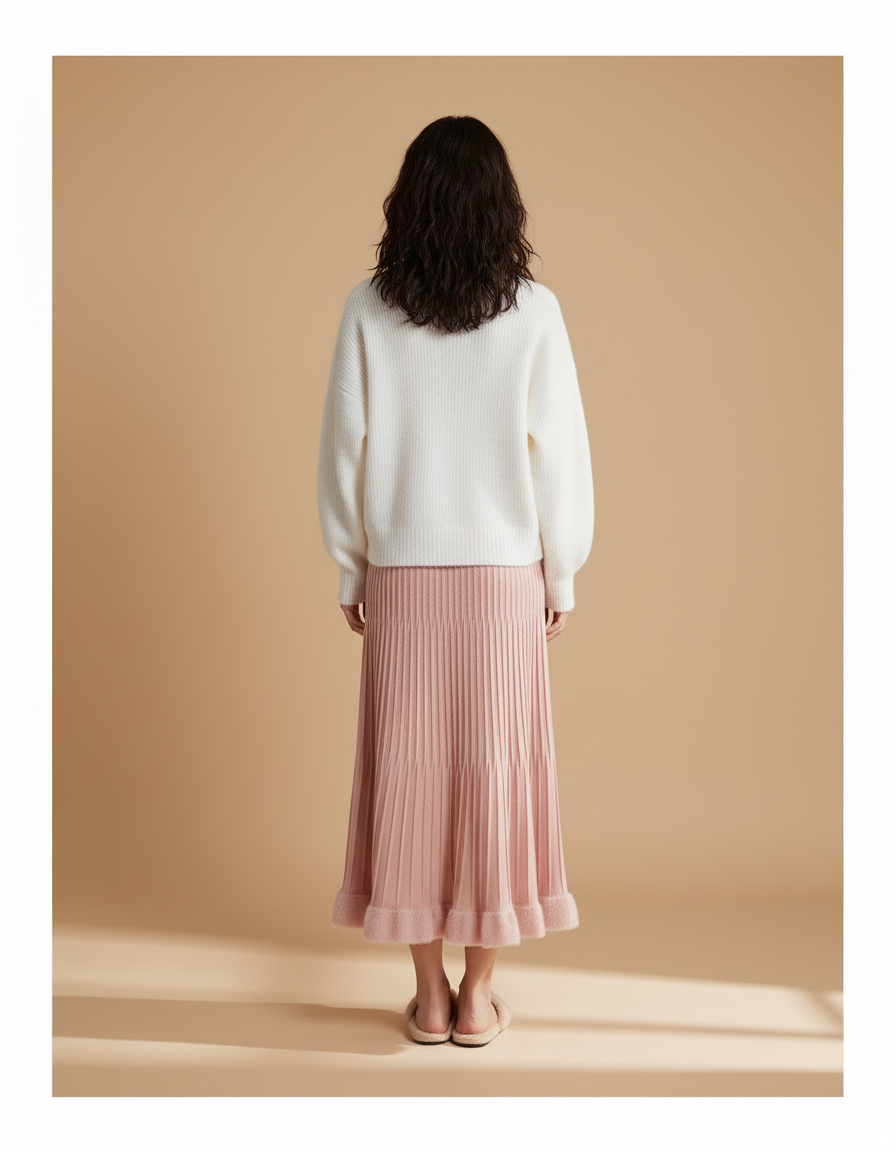 Jupe Midi Rose Pale
