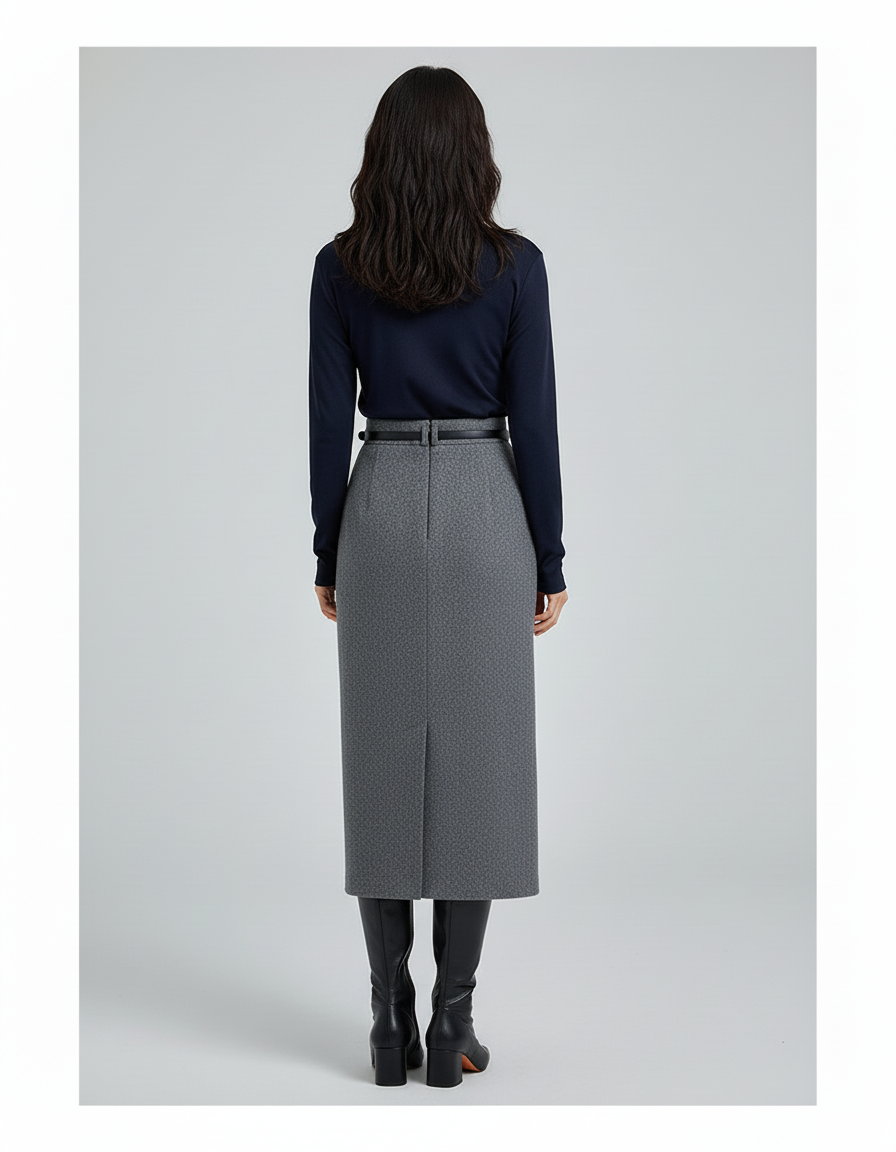 Jupe Midi Droite Fendue