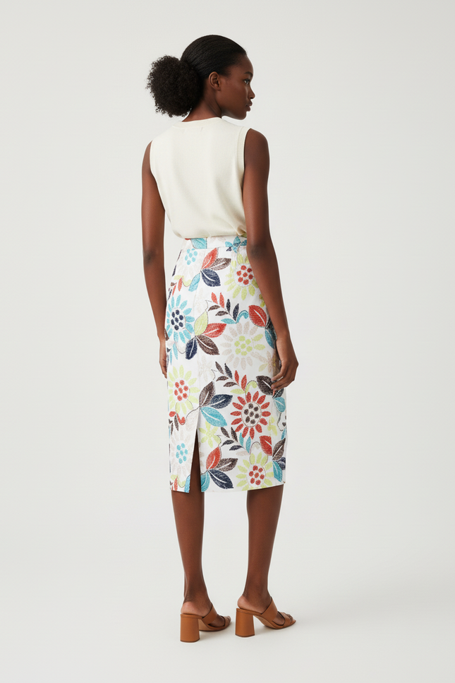 Jupe Midi Florale Colorée Élégante