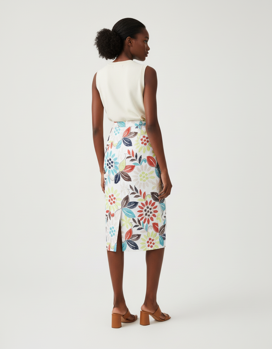 Jupe Midi Florale Colorée Élégante