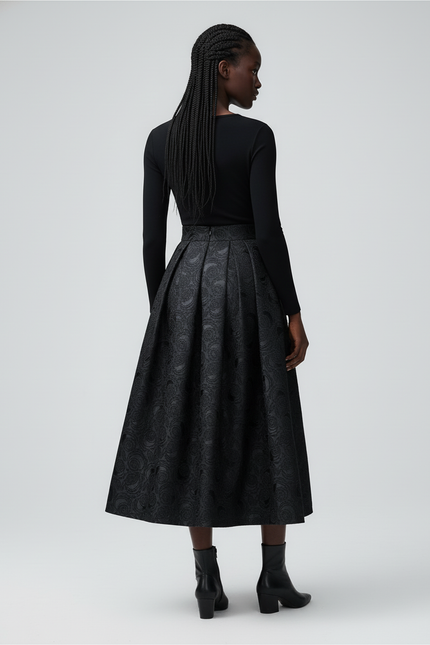 Jupe Midi Florale Plissée Élégante printanière