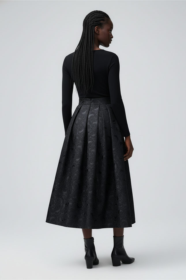 Jupe Midi Florale Plissée Élégante printanière