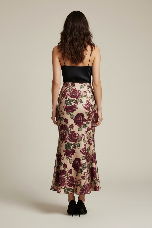 Jupe Midi Florale Coupe Sirène Élégante