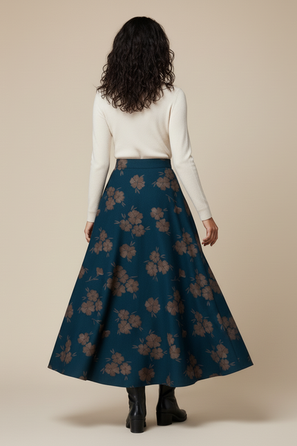 Jupe Midi Laine Florale Chic