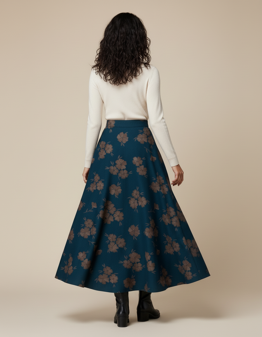 Jupe Midi Laine Florale Chic