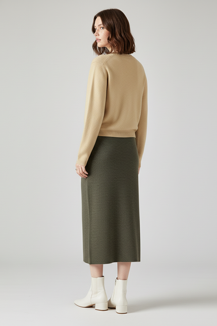 Jupe Midi Vert Côtelée Élégante