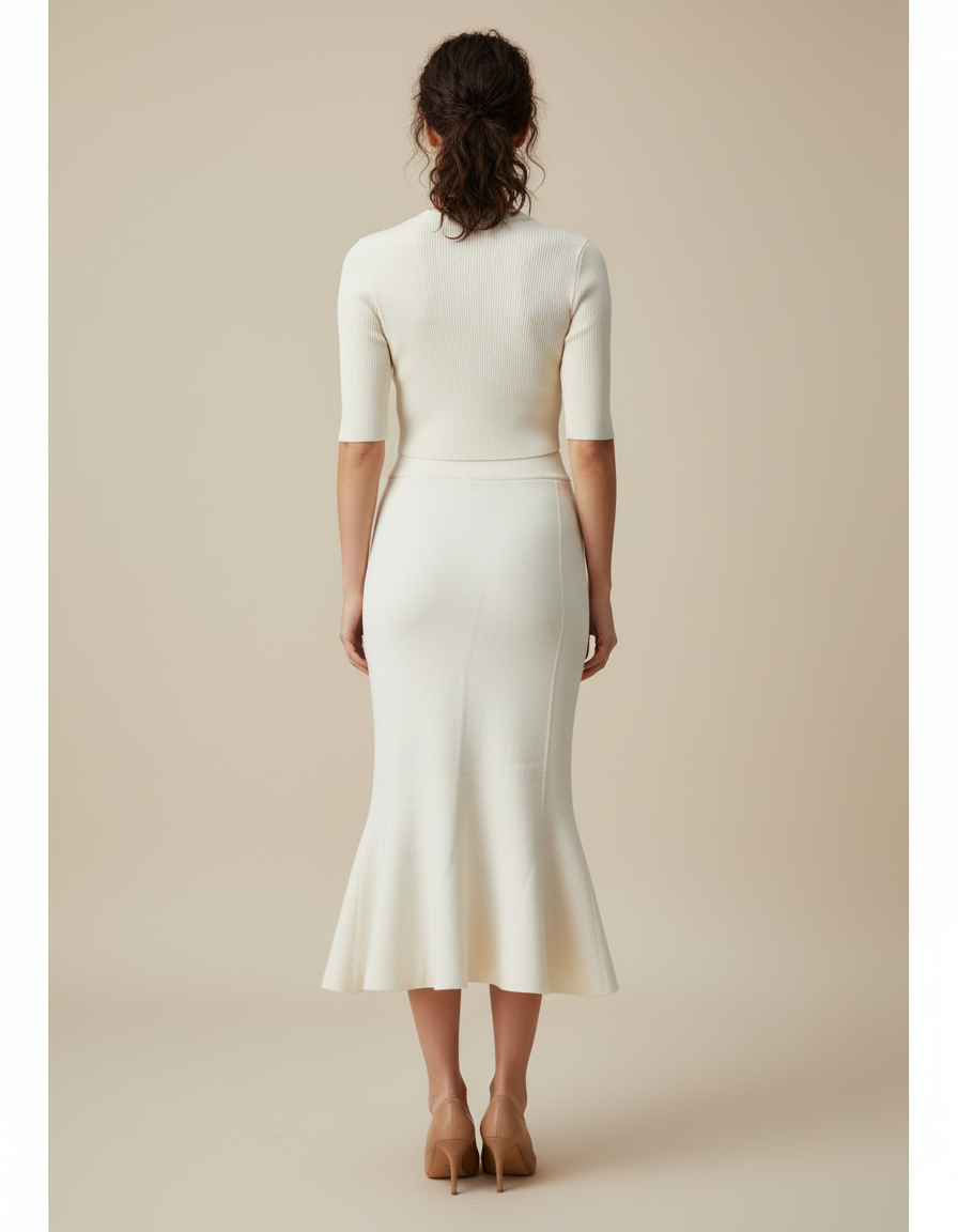 Jupe Midi Tricotée Élégante Sirène