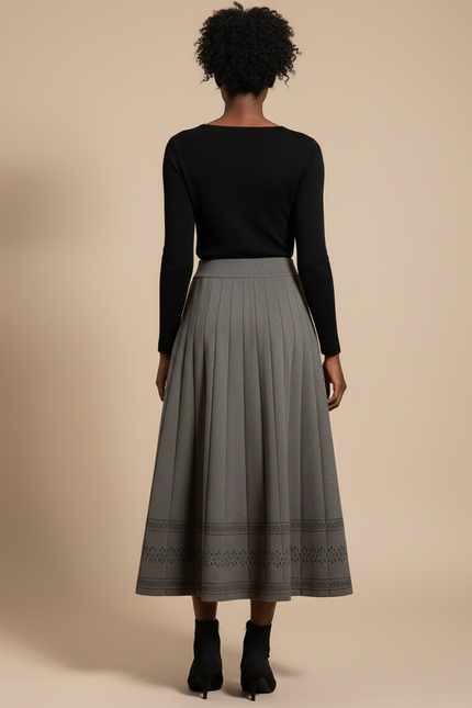 Jupe Midi Grise Plissée Élégante moderne