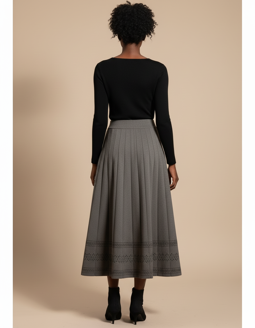 Jupe Midi Grise Plissée Élégante moderne