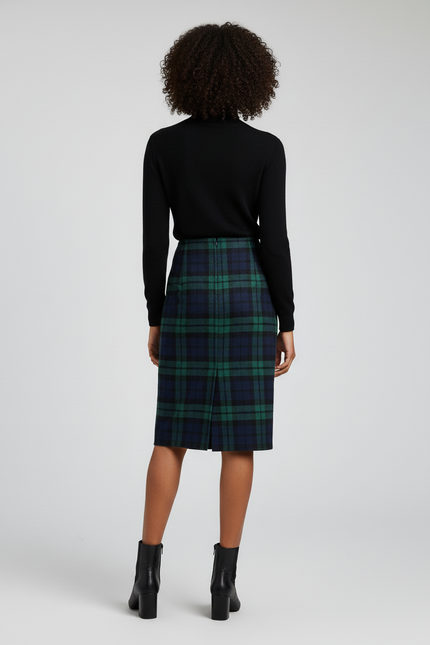 Jupe Midi Laine Carreaux Preppy