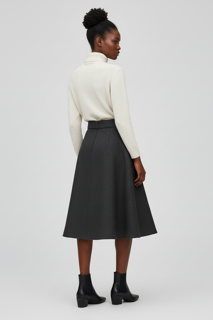 Jupe Midi Gris Anthracite Évasée Élégante