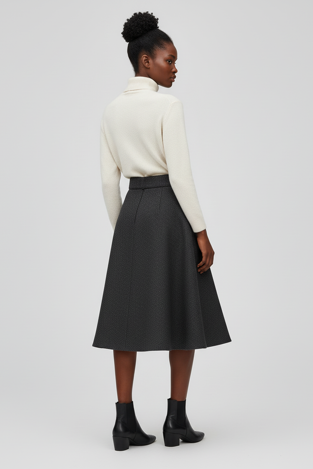 Jupe Midi Gris Anthracite Évasée Élégante