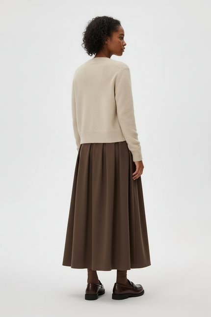 Jupe Midi Marron Plissée Élégante bohème