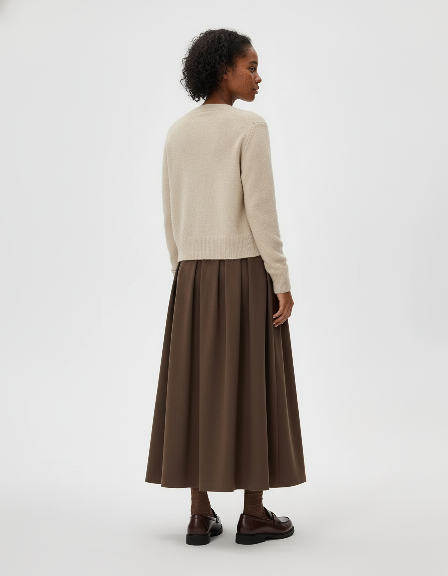 Jupe Midi Marron Plissée Élégante bohème