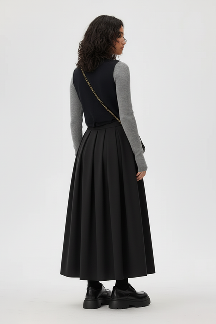 Jupe Midi Noire A-Line Élégante