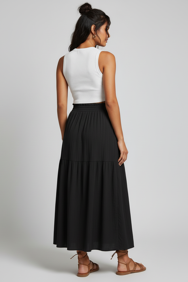 Jupe Midi Noire Fendue Fluide