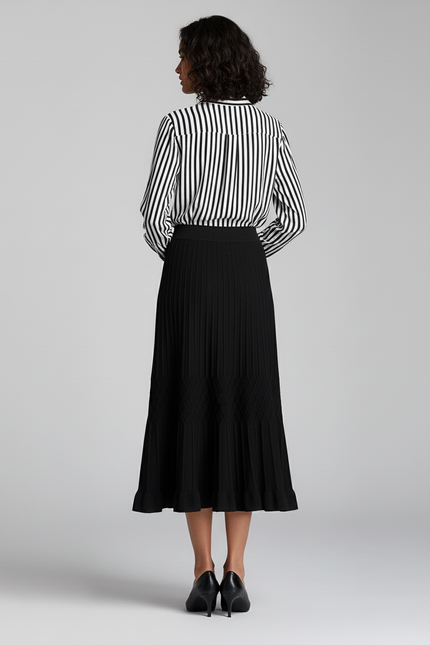 Jupe Midi Noire Plissée Élégante sophistiquée