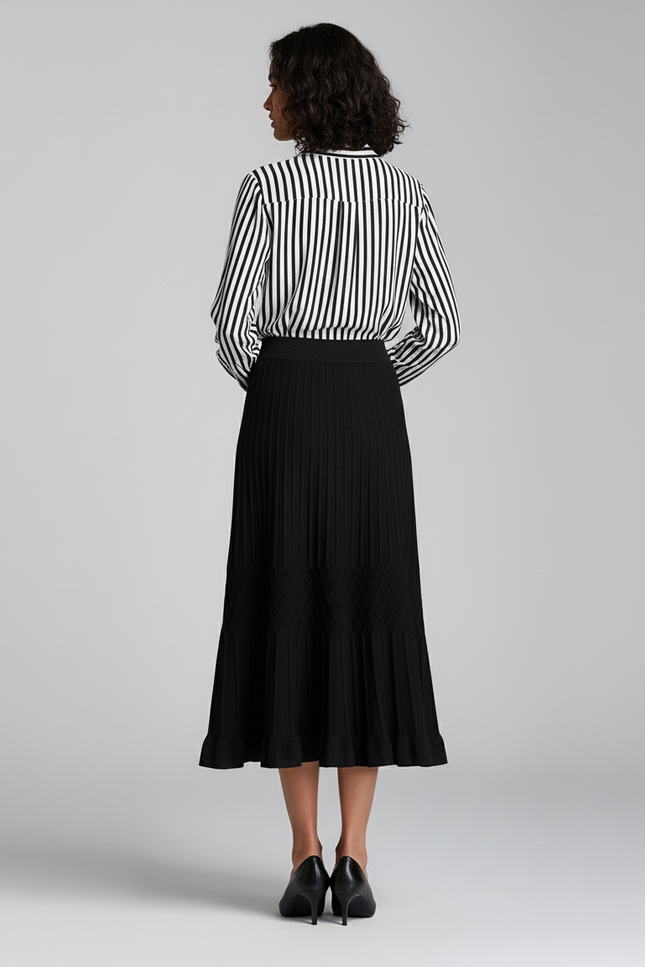 Jupe Midi Noire Plissée Élégante sophistiquée