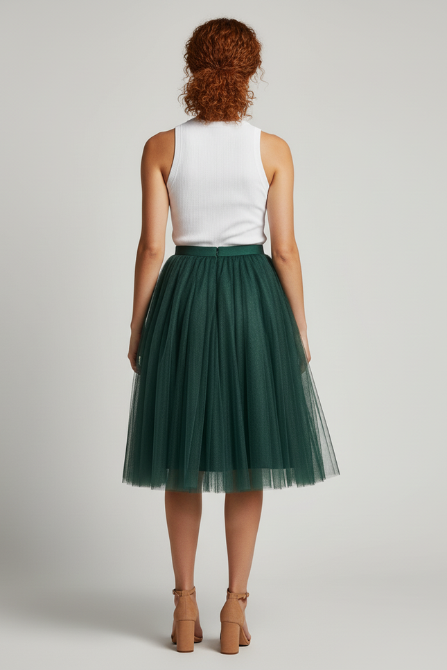 Jupe Patineuse Midi Taille Haute