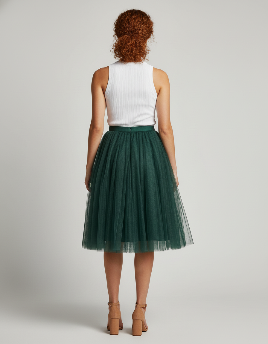 Jupe Patineuse Midi Taille Haute