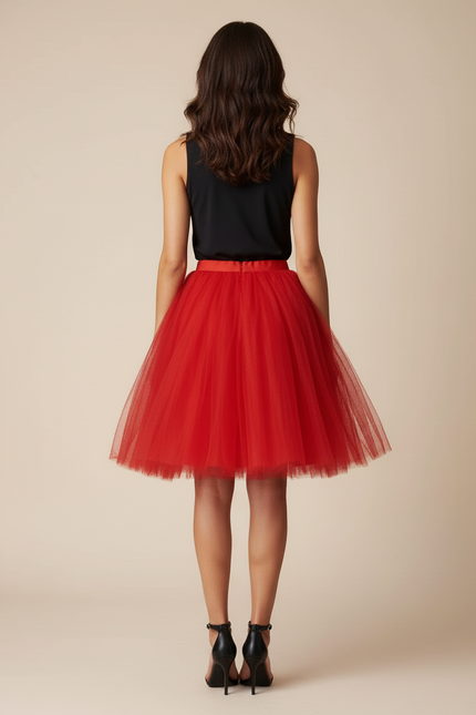 Jupe Midi Rouge Tutu Chic