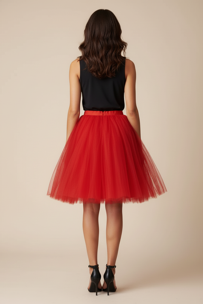Jupe Midi Rouge Tutu Chic
