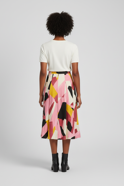 Jupe Midi Imprimée Géométrique Élégante