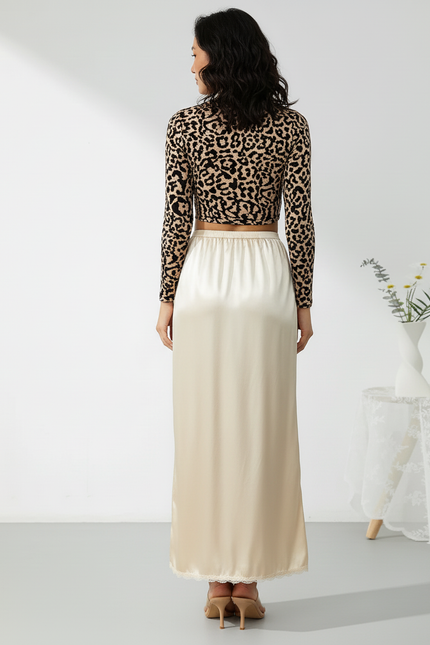 Jupe Midi Satin Fluide Élégante soyeuse