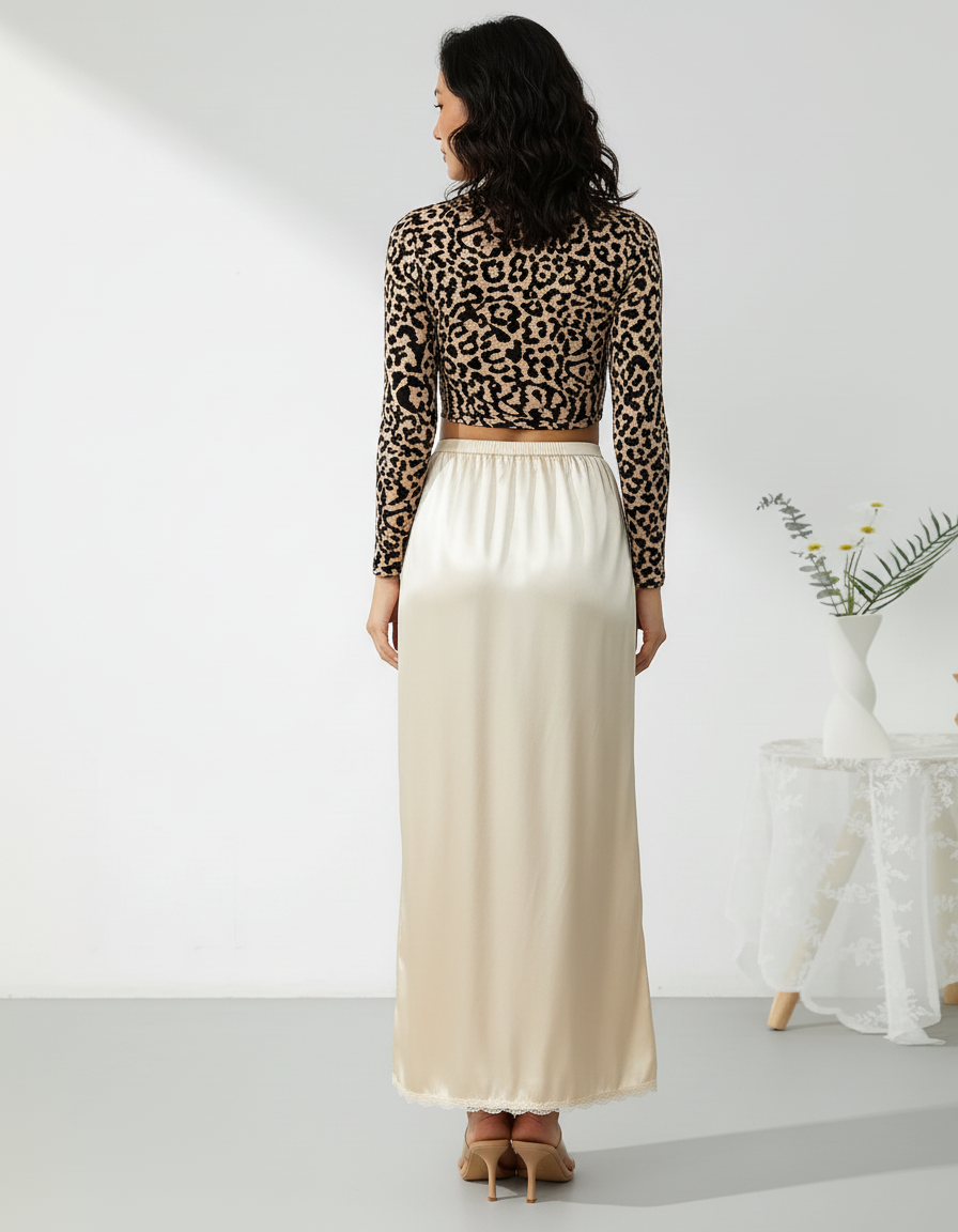 Jupe Midi Satin Fluide Élégante soyeuse