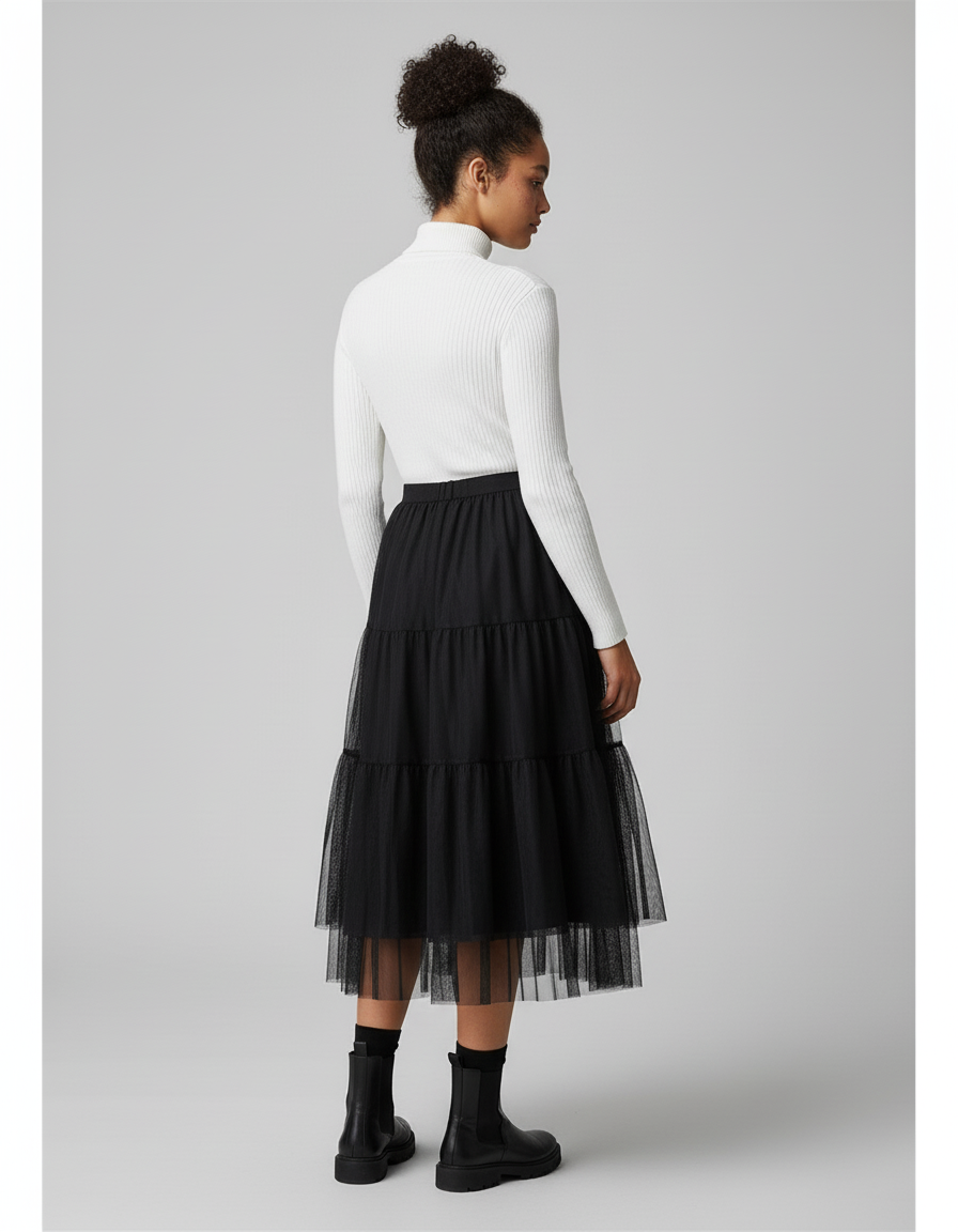 Jupe Midi Tulle Noire Tutu